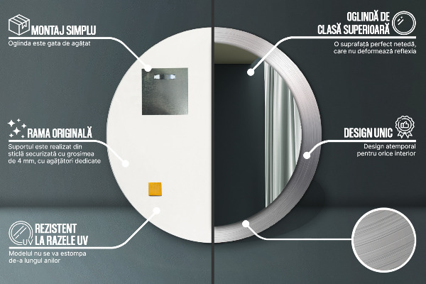 Runder spiegel aufdruck Glänzender Stahl