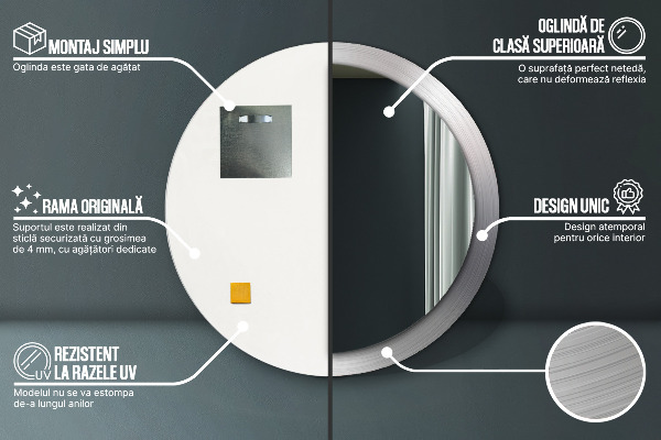 Runder spiegel aufdruck Glänzender Stahl