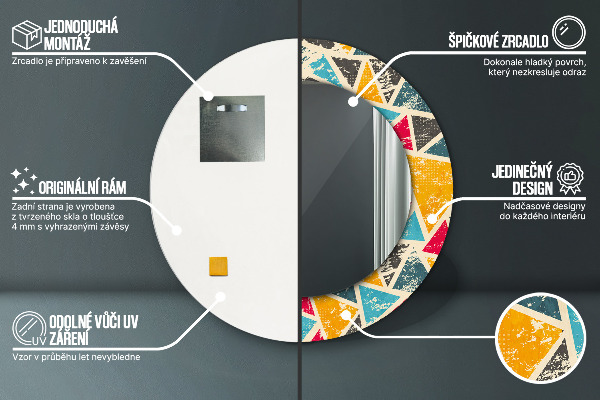 Runder spiegel aufdruck Retro-Komposition