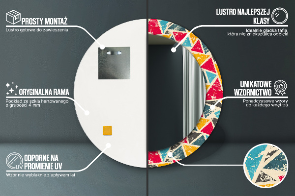 Runder spiegel aufdruck Retro-Komposition