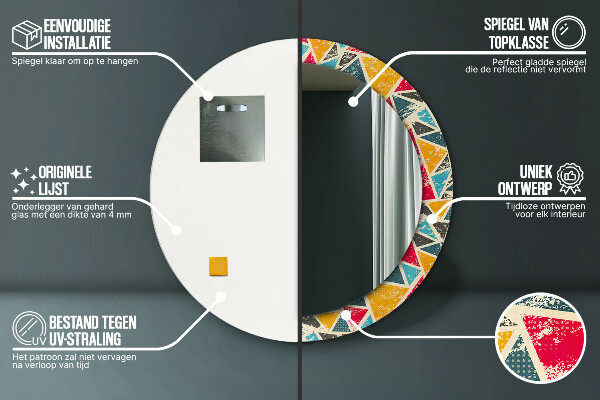 Runder spiegel aufdruck Retro-Komposition