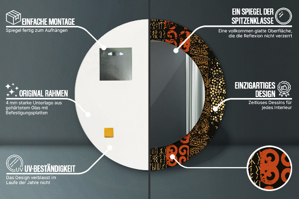 Runder spiegel aufdruck Grunge-abstraktes Muster