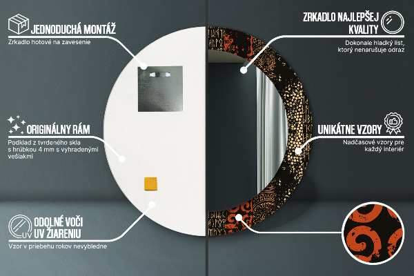 Runder spiegel aufdruck Grunge-abstraktes Muster