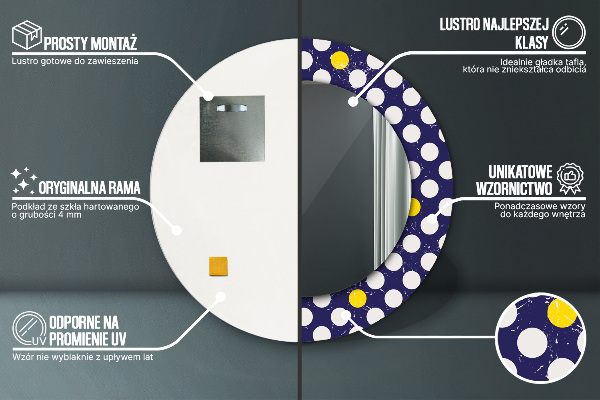 Runder spiegel bedrucktem rahmen Retro-Punkte