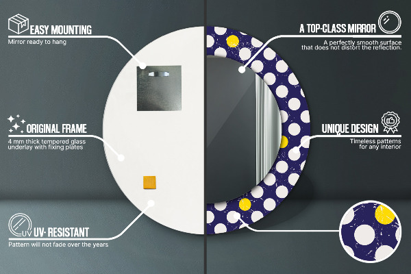 Runder spiegel bedrucktem rahmen Retro-Punkte