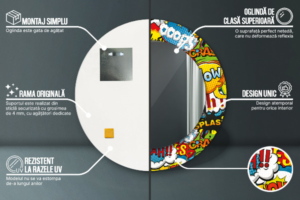 Runder spiegel aufdruck Comic-Stilmuster