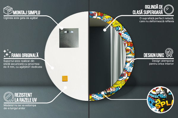 Runder spiegel aufdruck Comic-Stilmuster