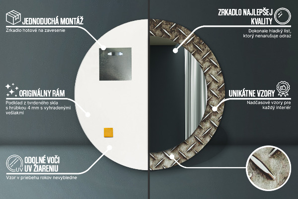 Runder spiegel aufdruck Stahlstruktur