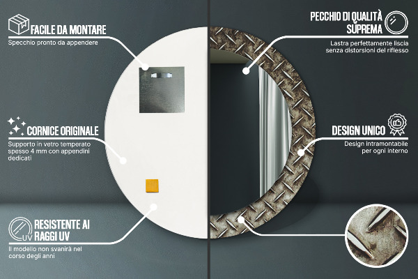 Runder spiegel aufdruck Stahlstruktur