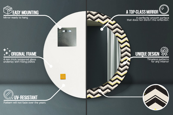 Runder spiegel aufdruck Zickzackmuster