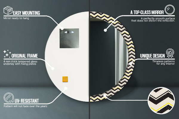 Runder spiegel aufdruck Zickzackmuster