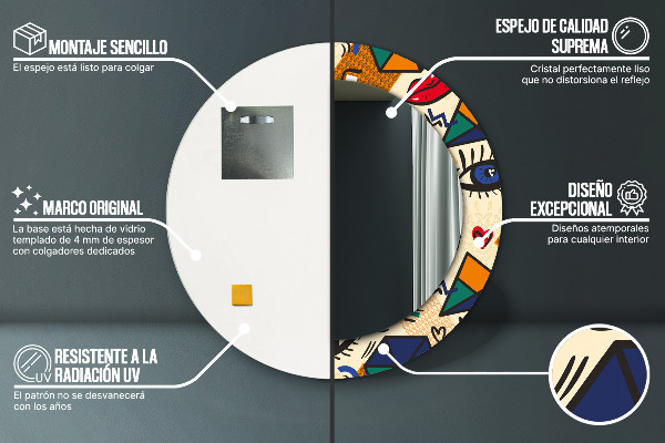 Runder spiegel aufdruck Pop-Art-Stil