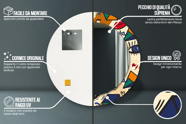 Runder spiegel aufdruck Pop-Art-Stil