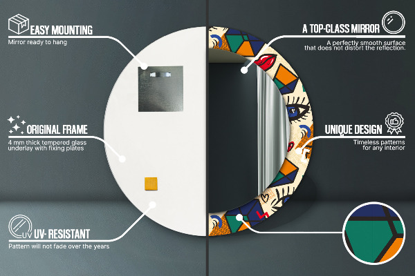 Runder spiegel aufdruck Pop-Art-Stil