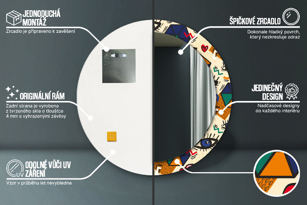 Runder spiegel aufdruck Pop-Art-Stil