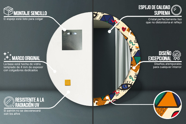 Runder spiegel aufdruck Pop-Art-Stil