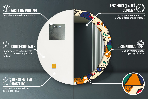 Runder spiegel aufdruck Pop-Art-Stil