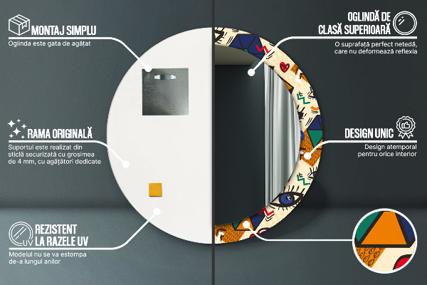 Runder spiegel aufdruck Pop-Art-Stil