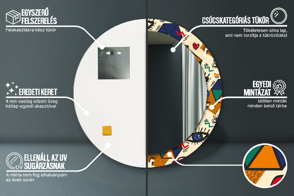 Runder spiegel aufdruck Pop-Art-Stil