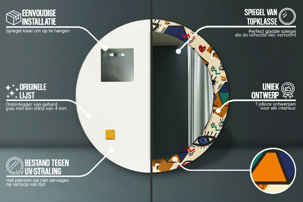 Runder spiegel aufdruck Pop-Art-Stil