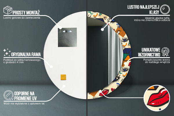 Runder spiegel aufdruck Pop-Art-Stil