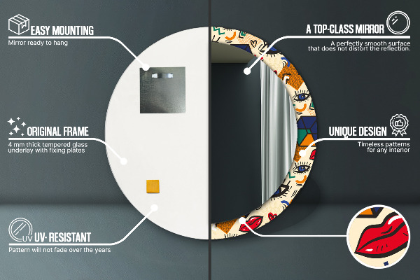 Runder spiegel aufdruck Pop-Art-Stil