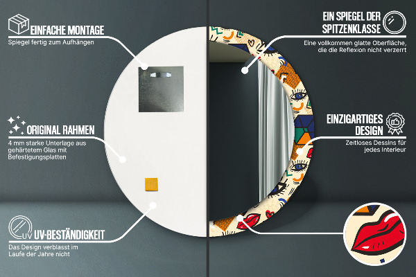 Runder spiegel aufdruck Pop-Art-Stil