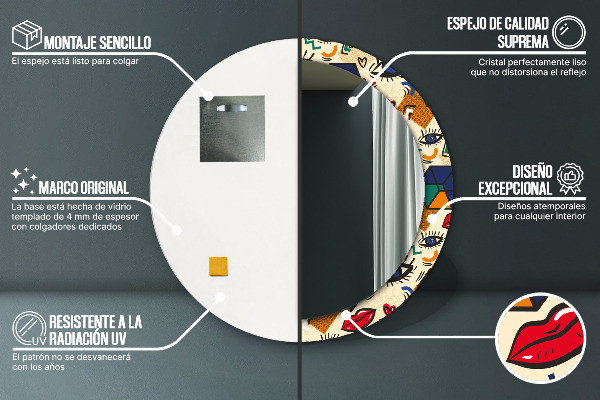 Runder spiegel aufdruck Pop-Art-Stil