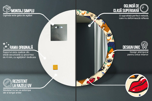 Runder spiegel aufdruck Pop-Art-Stil