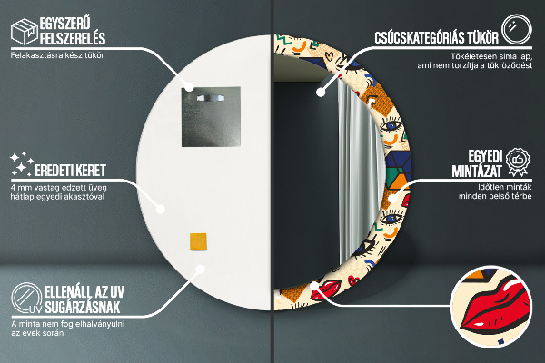 Runder spiegel aufdruck Pop-Art-Stil