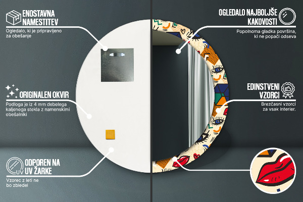 Runder spiegel aufdruck Pop-Art-Stil