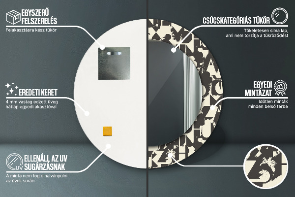 Runder spiegel aufdruck Zusammenfassung Typografie