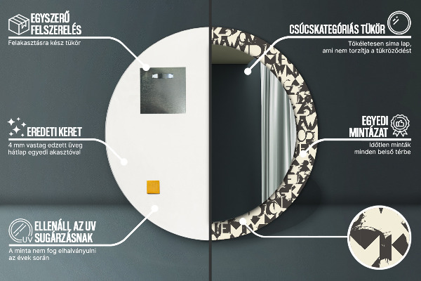 Runder spiegel aufdruck Zusammenfassung Typografie