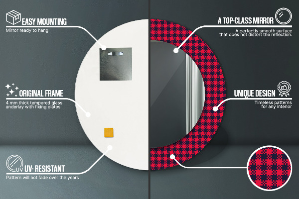 Runder spiegel mit dekoration Roter Kühlergrill