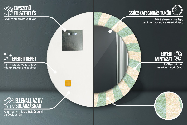 Runder spiegel mit dekoration Pastellfarbenes Retro-Muster