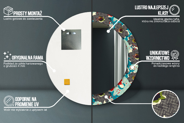 Runder spiegel mit dekoration Retro-Blumenmuster