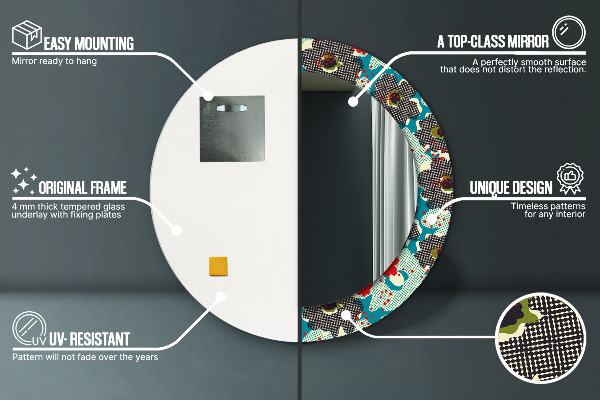 Runder spiegel mit dekoration Retro-Blumenmuster