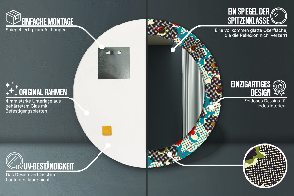 Runder spiegel mit dekoration Retro-Blumenmuster