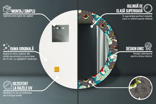 Runder spiegel mit dekoration Retro-Blumenmuster