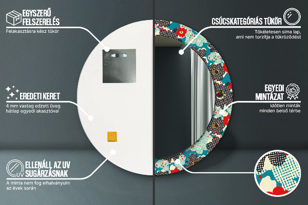 Runder spiegel mit dekoration Retro-Blumenmuster