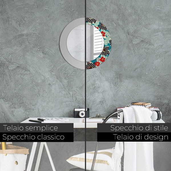 Runder spiegel mit dekoration Retro-Blumenmuster