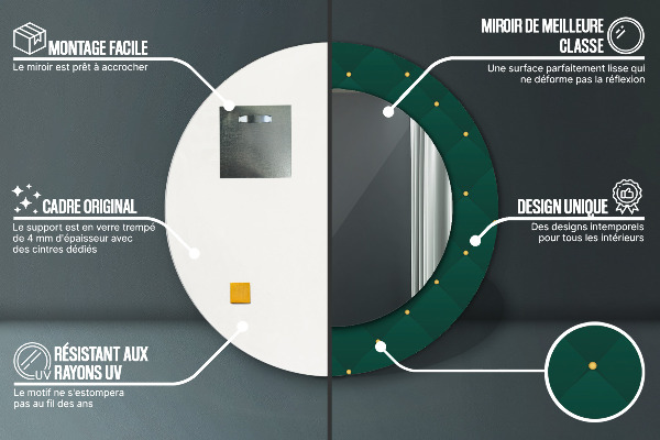 Runder spiegel bedrucktem rahmen Grüne Luxusvorlage