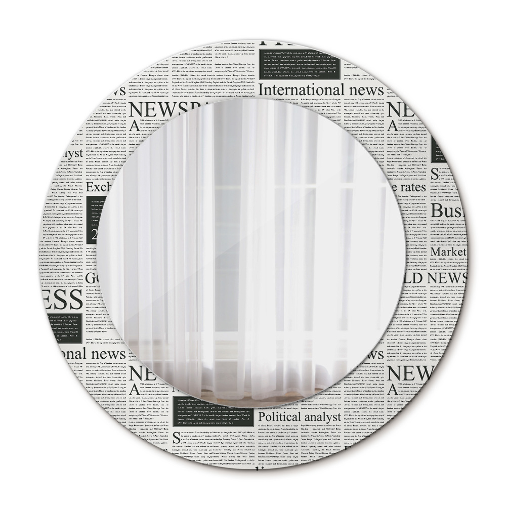 Runder spiegel mit dekorativem aufdruck Muster aus Zeitungen