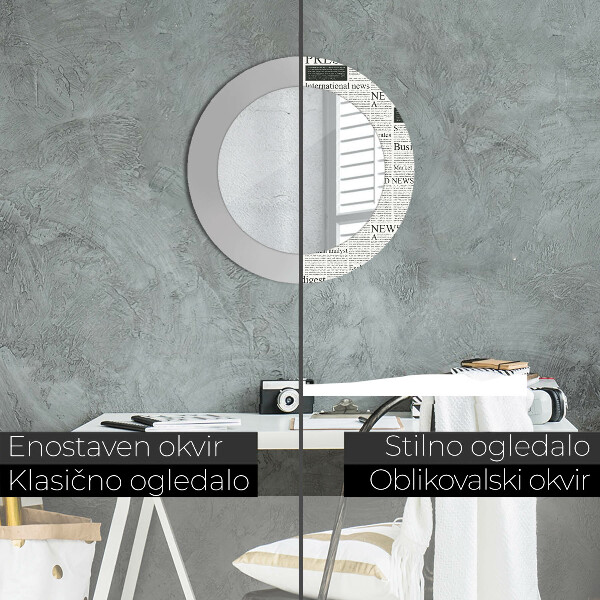 Runder spiegel mit dekorativem aufdruck Muster aus Zeitungen