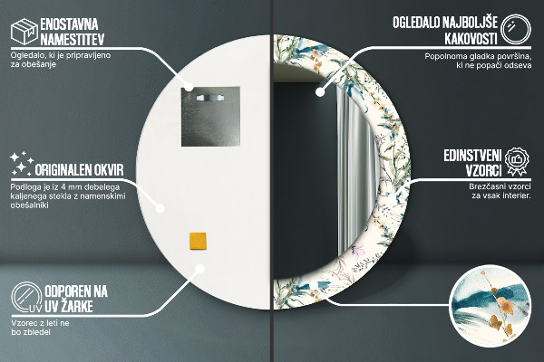 Runder spiegel aufdruck Aquarellblüten