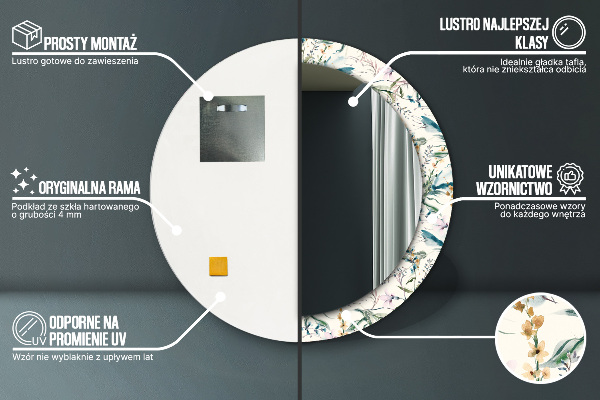 Runder spiegel aufdruck Aquarellblüten