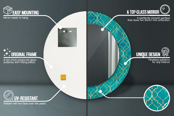 Runder spiegel aufdruck Grün- und Goldkomposition