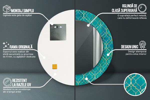 Runder spiegel aufdruck Grün- und Goldkomposition