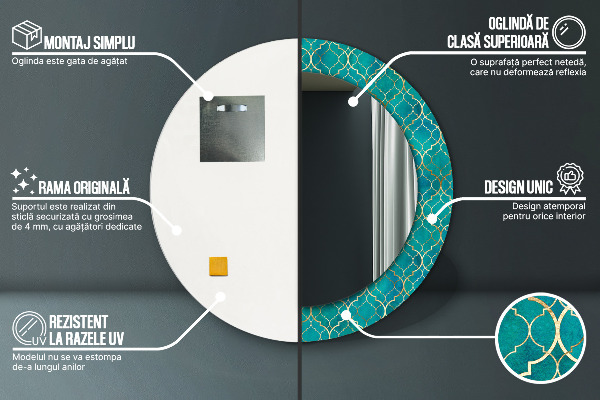 Runder spiegel aufdruck Grün- und Goldkomposition