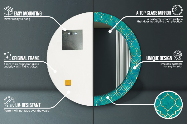 Runder spiegel aufdruck Grün- und Goldkomposition